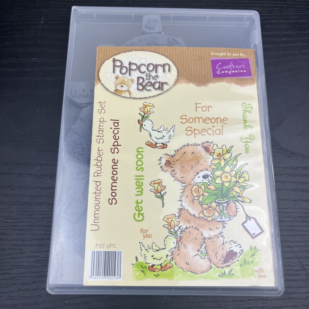 Crafters Companion‎ Popcorn the Bear Get Well Stamp #368 Someone Special Rubber
